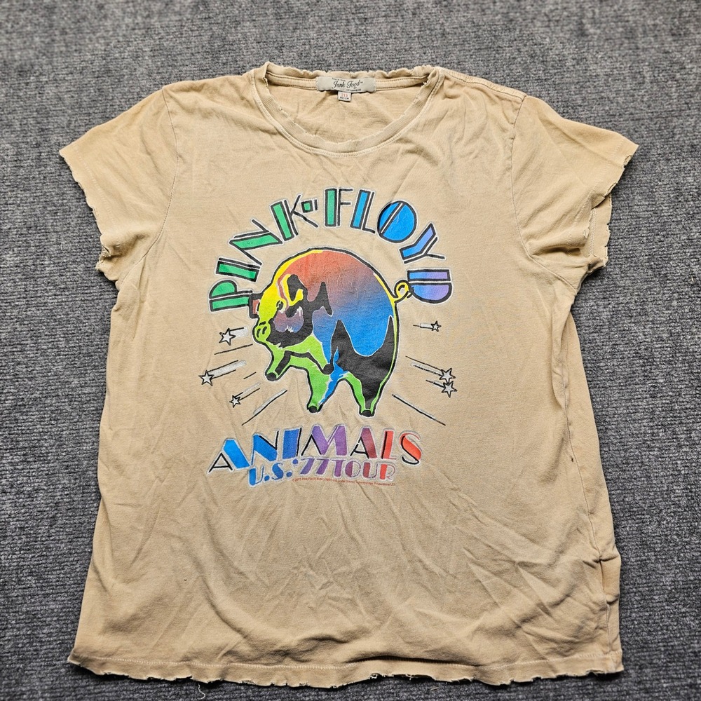 Junk Food Pink Floyd Animals U.S. 77 Tour Distressed Graphic T-Shirt Tan Medium